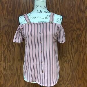 Papermoon Off the Shoulder Striped Shirt